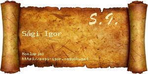 Sági Igor névjegykártya